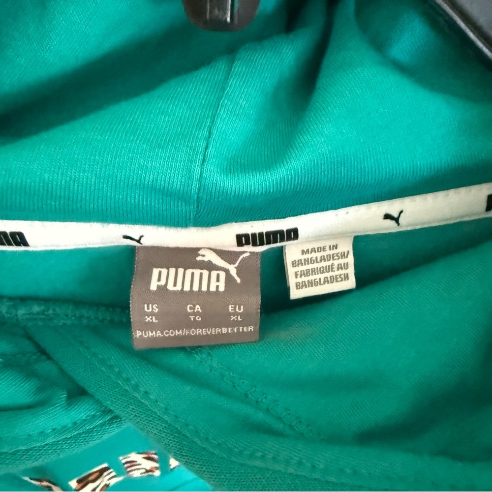 Puma Women's Teal Animal Print Logo Hoodie size XL - Picture 2 of 3